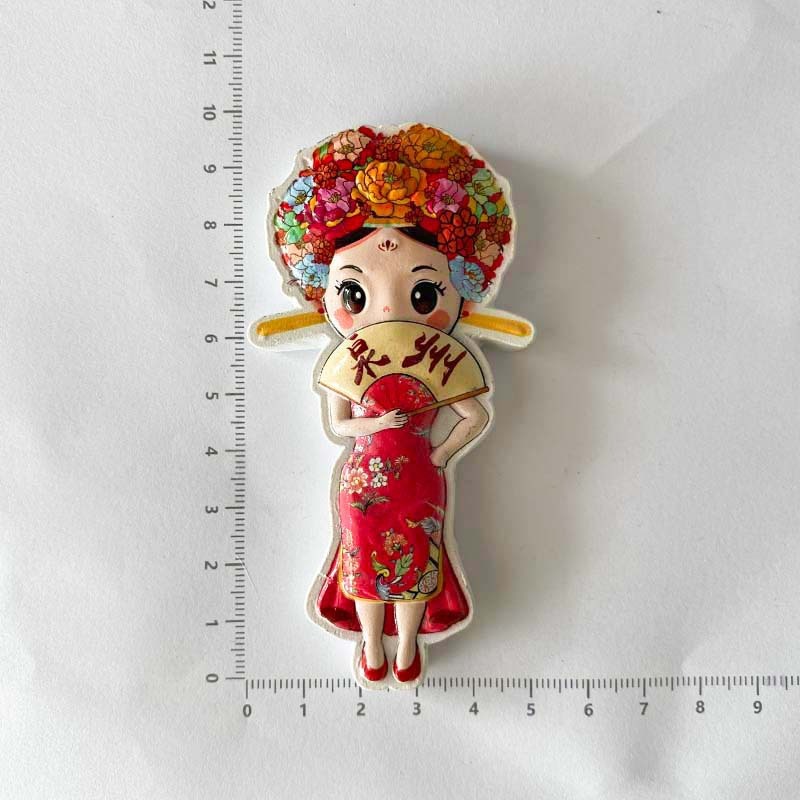 泉州簪花女冰箱贴城市旅游创意旅行文创纪念品磁吸冰箱贴|undefined