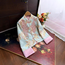 新中式重工刺绣钉珠外套女2025春季新款拼接国风盘扣典雅端庄上衣