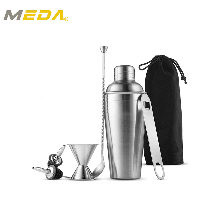 Household three-section high-transparency glass shaker with scale, 304 stainless steel shaker cup, bar cocktail mixing cup