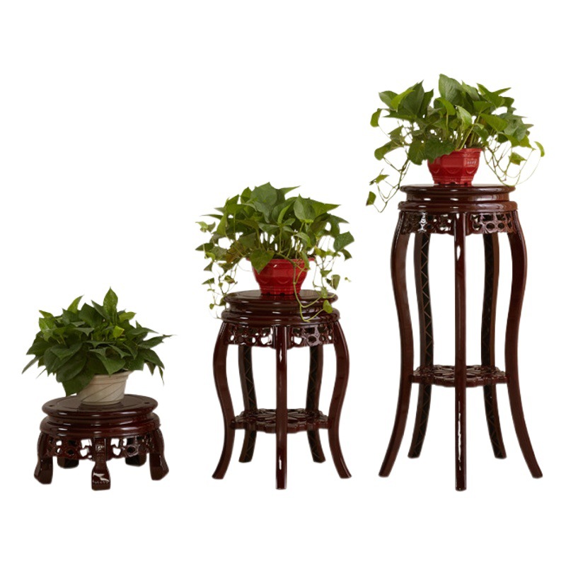 Ocho Heng soporte de flores antiguo chino plástico imitación madera maciza multi-capa verde maceta soporte salón balcón piso interior image 1