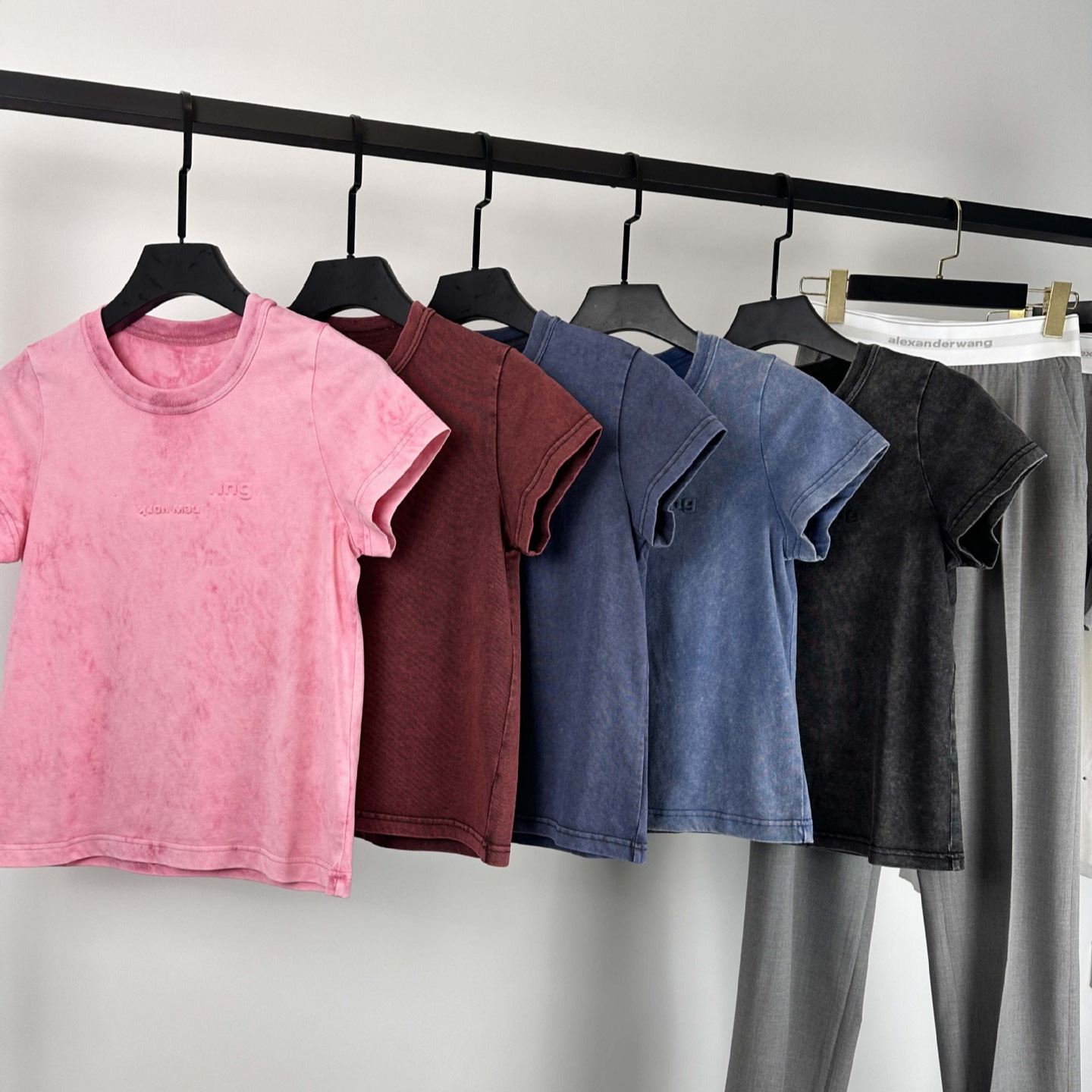 水洗短袖T恤 鼎版25ss夏款美式复古夏季浮雕字母短袖纯棉上衣女