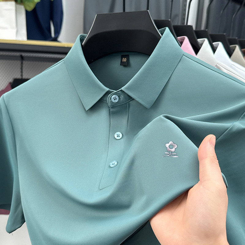 Men's Dream-Tejiao High-End Mulberry Silk Short-Sleeve T-Shirt, 2026 New Summer Ice Silk Thin Large Size Polo Shirt Men's Dream-Tejiao High-End Mulberry Silk Short-Sleeve T-Shirt, 2026 New Summer Ice Silk Thin Large Size Polo Shirt
