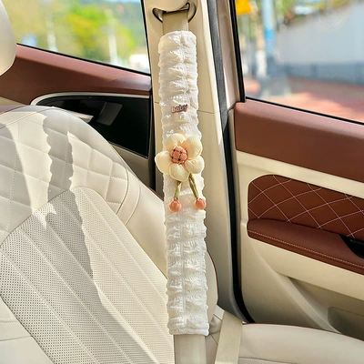 Seat Belt Shoulder Cover, Anti-Stranglehold: Seat belt shoulder pad - light-color-sunflower-puff-shoulder-pads-49cm-single-no-specifications