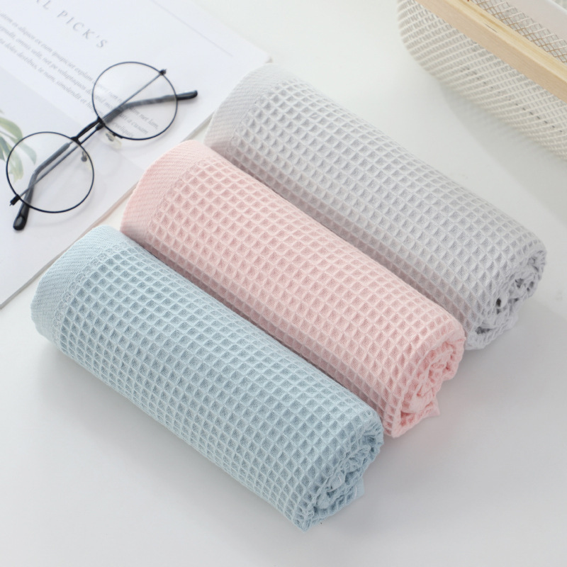 Pure Cotton Waffle Towel Household Face Towel Honeycomb Japanese Style Internet Celebrity Hot Style Face Towel Simple Absorbent No Hair Dropping