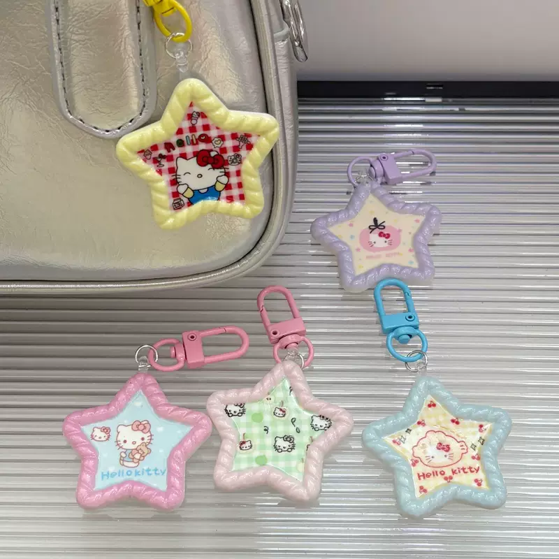 Подвеска для сумки Hello Kitty звезда, мультяшный брелок, разноцветные варианты (0,03 кг)