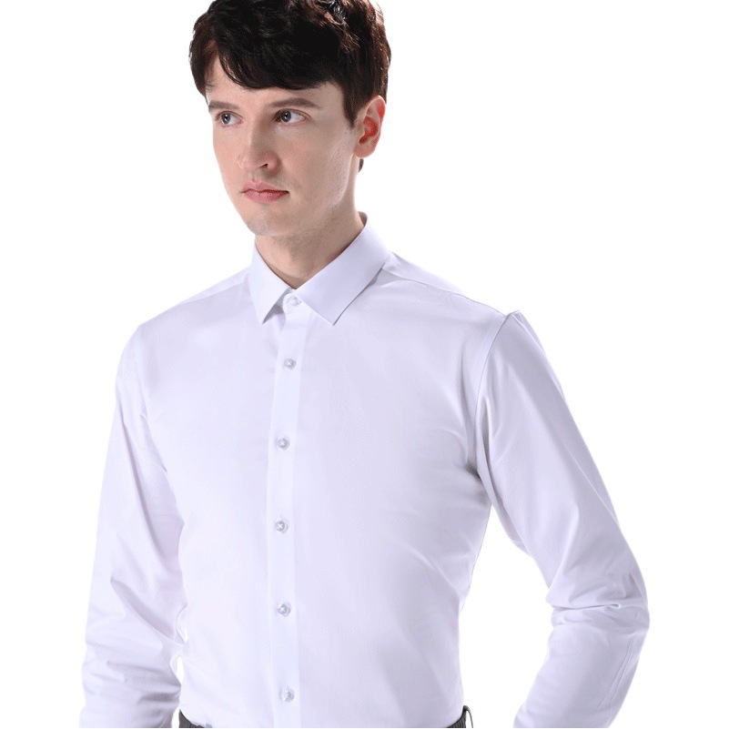 Modal camisa de tres pruebas de manga larga de los hombres de color sólido no planchar de fácil cuidado transpirable negocio azul ropa de trabajo de alta gama camisa