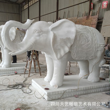 定制仿汉白玉大象仿石材黄岗岩芝麻灰牦牛人物雕像仿古做旧雕塑厂