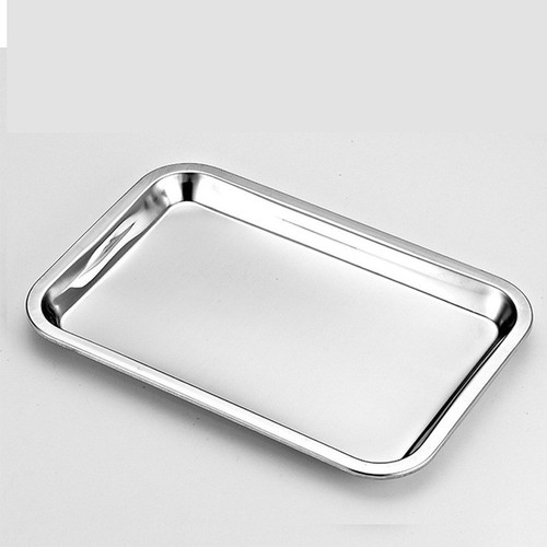304 stainless steel tray thickened rectangular flat bottom square tray canteen steamed rice tray barbecue tray food grade grilled fish tray