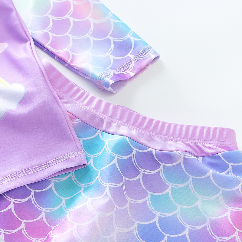 Traje de baño para niños traje de baño de manga larga dividido para niñas nuevo traje de baño de protección solar de estilo occidental traje de baño de playa de secado rápido para niñas