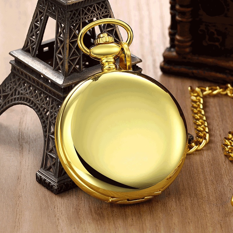 Tungsten Steel Polished Retro Flip Large Pocket Watch Arabic Numerals Antique Gift Watch Manufacturer Wholesale 4 Colors
