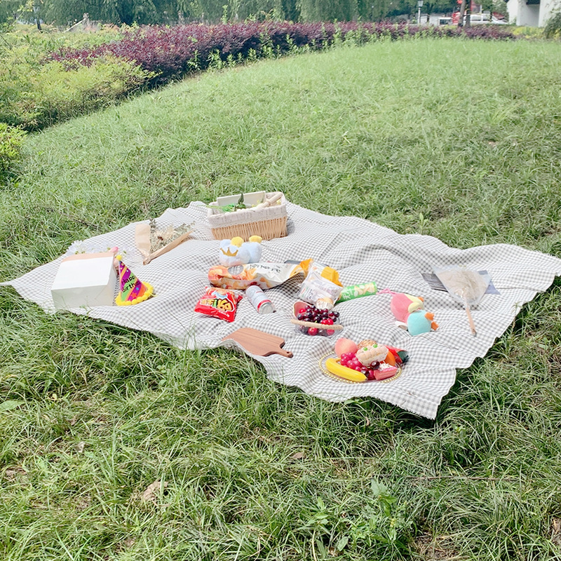 外国貿易の屋外キャンプのピクニックのマットの小さい清新な格子insの風野の食事のテーブルクロスの春の旅行の携帯芝生のマットの卸売り|undefined