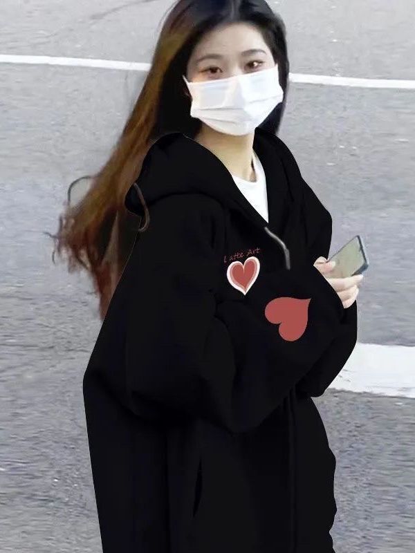 连帽卫衣女2025新款秋季上衣小个子韩系慵懒风加绒开衫拉链外套|undefined