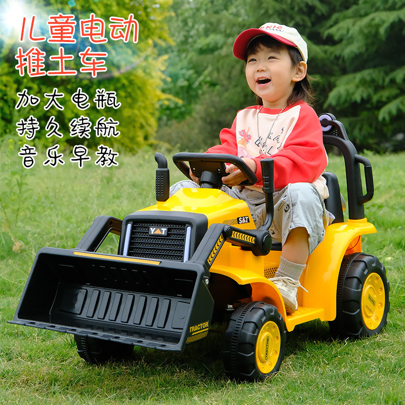 Bulldozer eléctrico para niños con cabina para bebés, excavadora recargable de juguetes de cuatro ruedas, vehículo de ingeniería de control remoto image 3