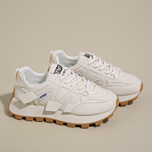 2025 Spring New Breathable White Shoes for Women K-Style Versatile Thick-Soled Forrest Gump Shoes Sports Casual Running Dad Shoes