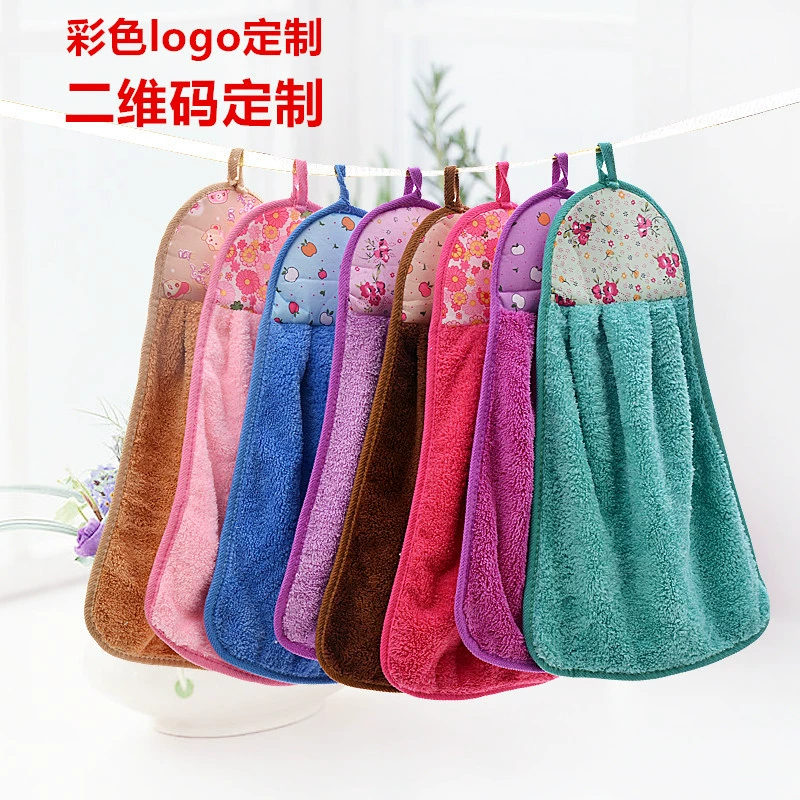 Тряпка коралловый флис кухня висит полотенце логотип печать общие товары тряпка работает