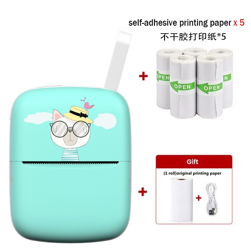 Mini impresora portátil transfronteriza de bolsillo Bluetooth inalámbrica conectable impresora adhesiva sensible al calor doméstica