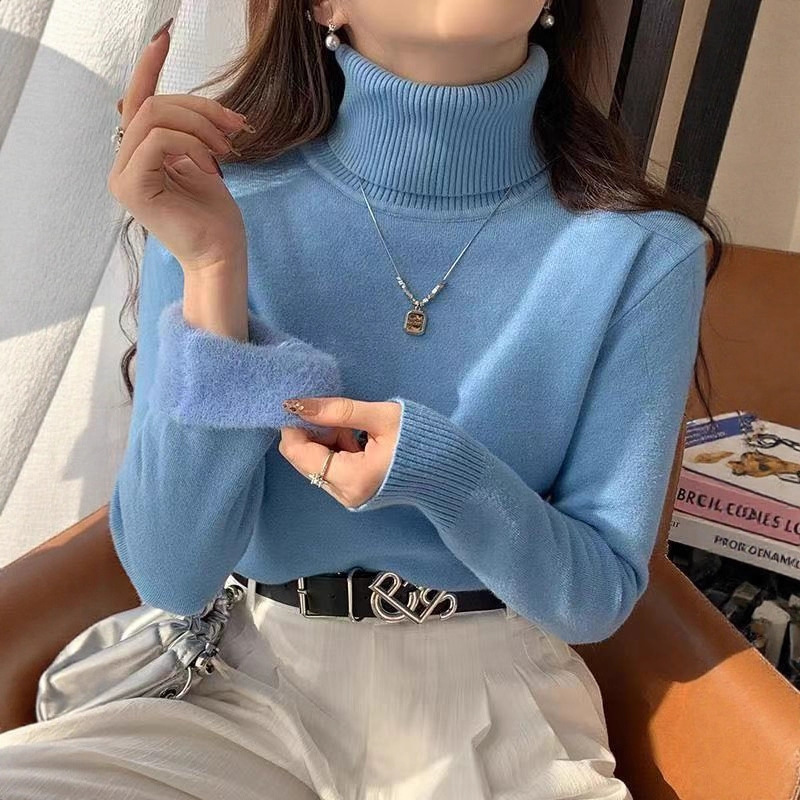 Turtleneck Sweater for Women, Autumn and Winter, Fleece-Lined and Thickened, Integrated Fleece Base Layer, 2025 New Style, Yellow Inner Knit Top Turtleneck Sweater for Women, Autumn and Winter, Fleece-Lined and Thickened, Integrated Fleece Base Layer, 2025 New Style, Yellow Inner Knit Top