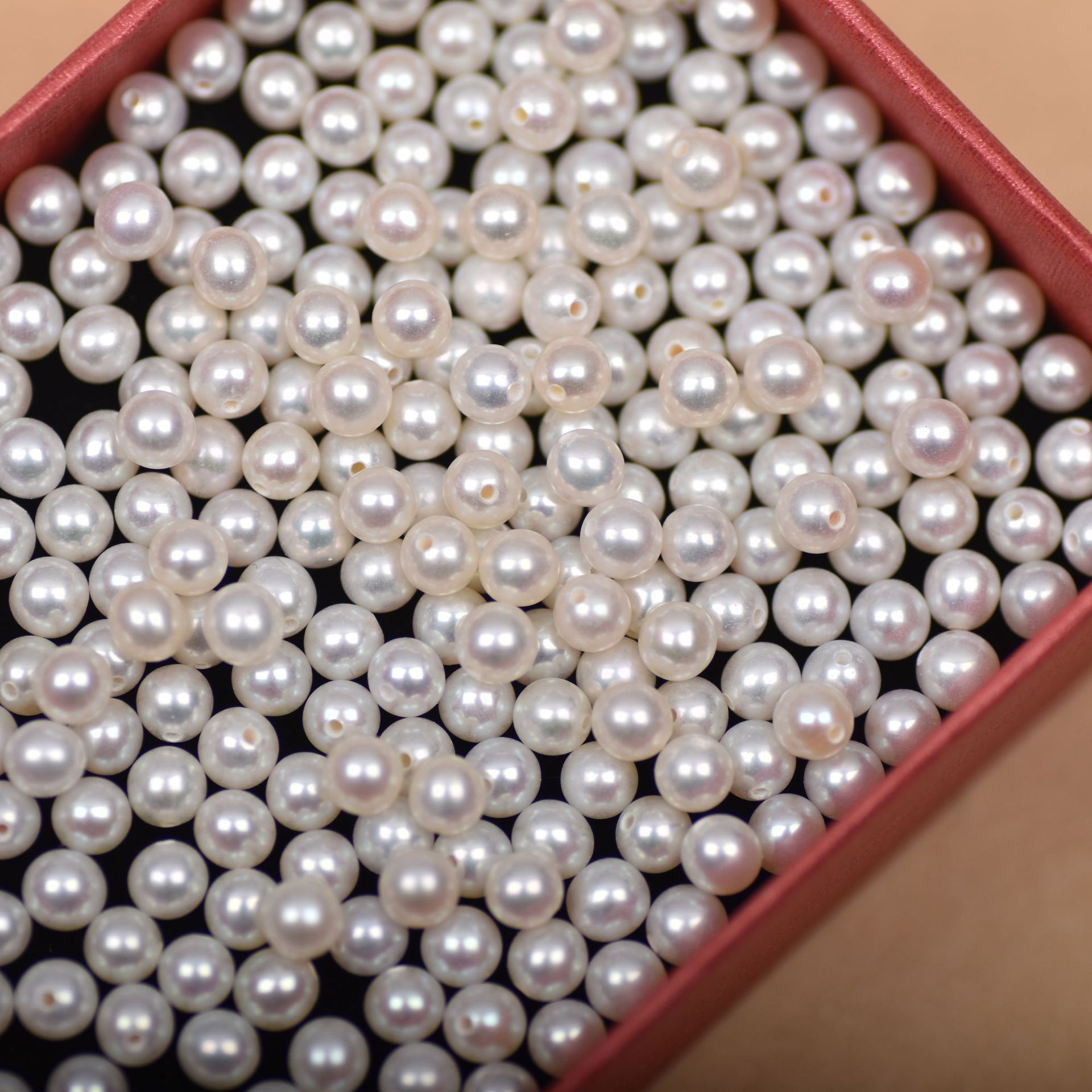 Polished AAAA Grade 4mm Half-Hole Natural Freshwater Pearl Beads, Handmade DIY Accessories Half-Hole Pearls