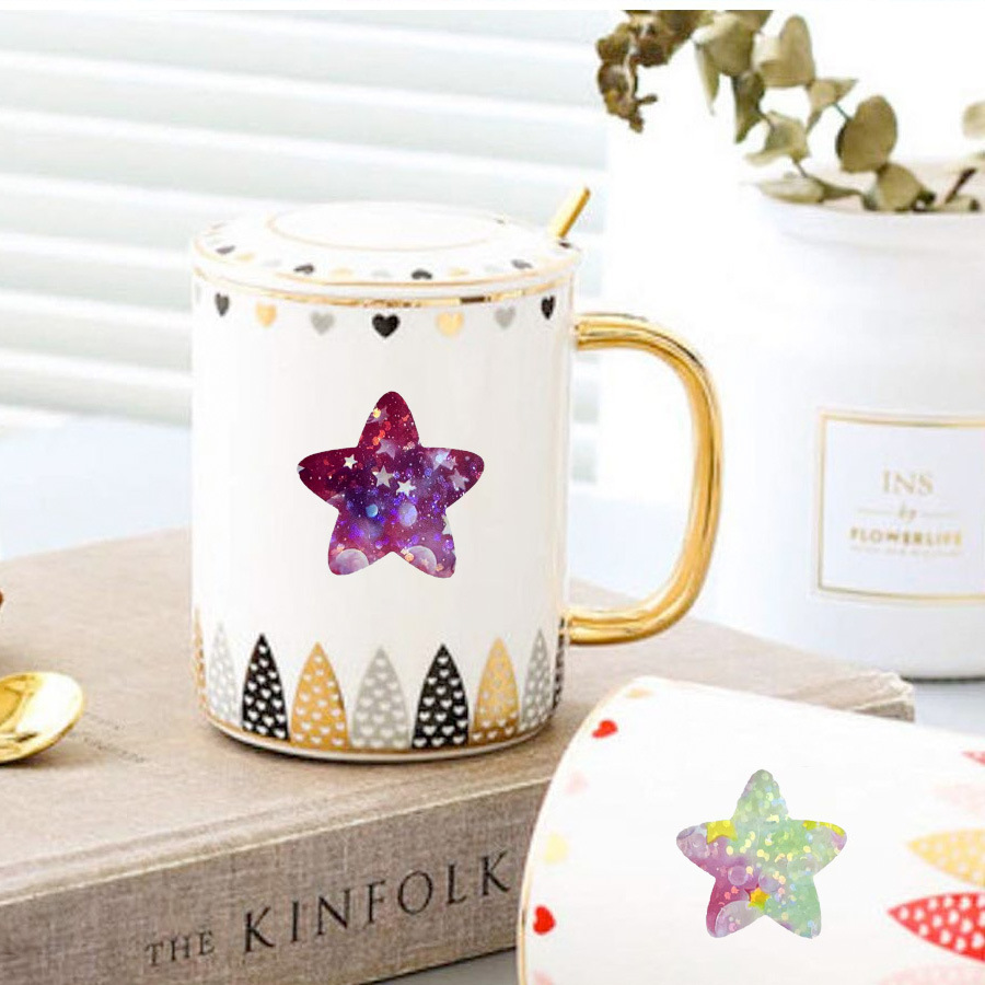 500 / rollo de 2,5 cm rollo de pegatinas de estrella brillante pegatinas de sello autoadhesivas pegatinas de etiqueta adhesiva