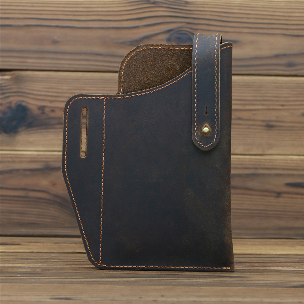 0778手机包疯马皮男士竖款头层牛皮批发广州工厂货源腰包新款复古