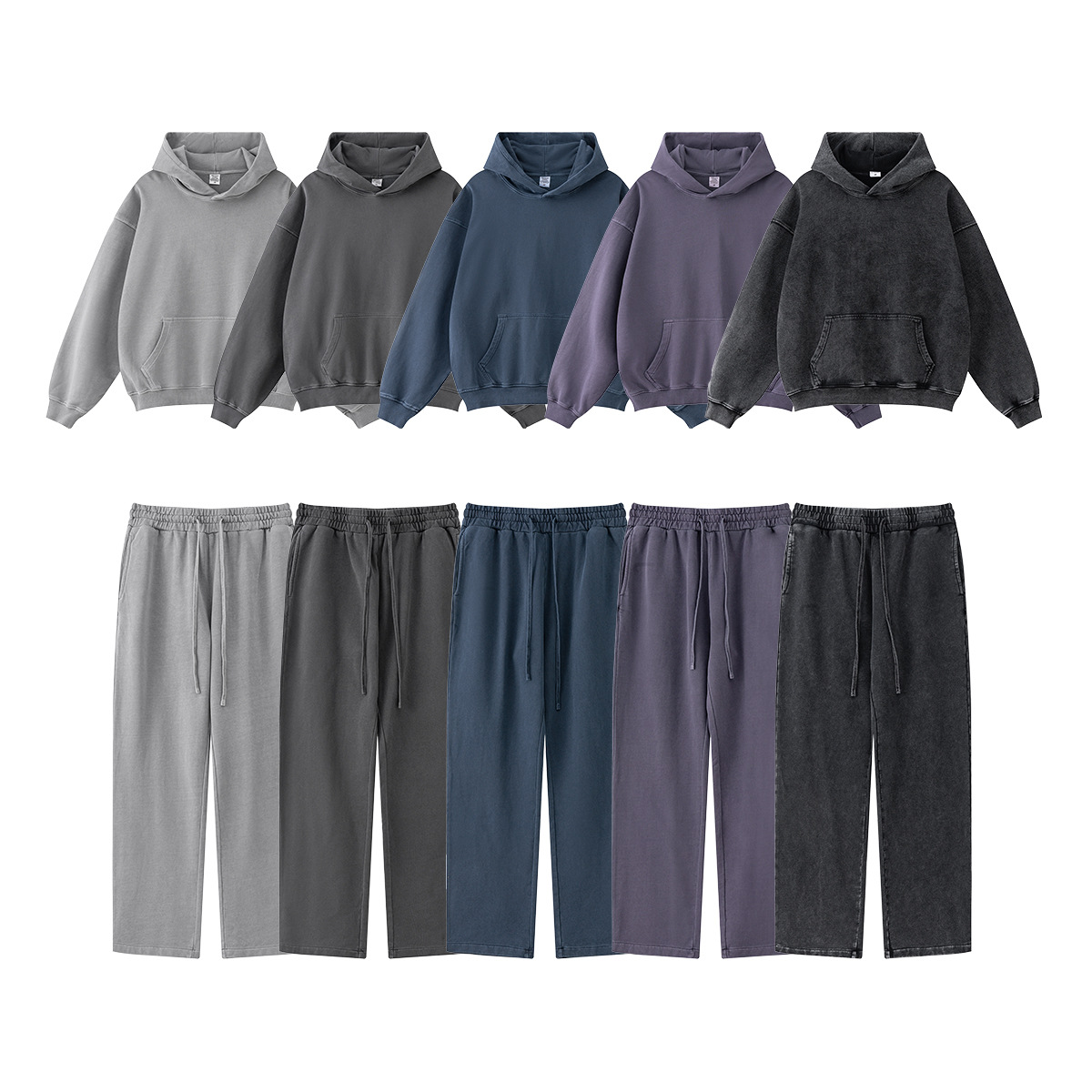 2025 otoño de Europa y América ventas transfronterizas ventas americanas retro ocio relajado lavado con agua jersey de punto pantalones deportivos set