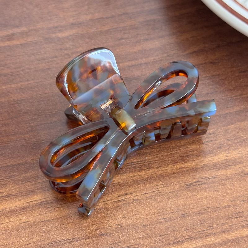 百搭立体蝴蝶结醋酸发夹中号半扎丸子头马尾夹高级感盘发鲨鱼夹子|undefined