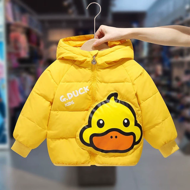 Детская одежда, новинка 2025, пуховик с капюшоном для мальчиков G.DUCK Little Yellow Duck, утепленная зимняя куртка на белом утином пуху для девочек