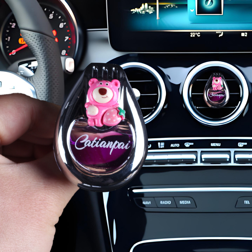 Aromaterapia para coche 2025 decoración de salida de aire de perfume para coche lindo oso decoración de fragancia para coche fragancia ligera duradera para coche