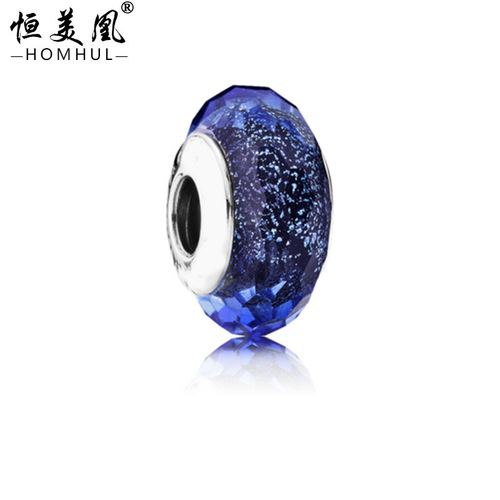 Best-selling blue cut crystal beads DIY flower butterfly rainbow pattern glass beads large hole beads bracelet spacers