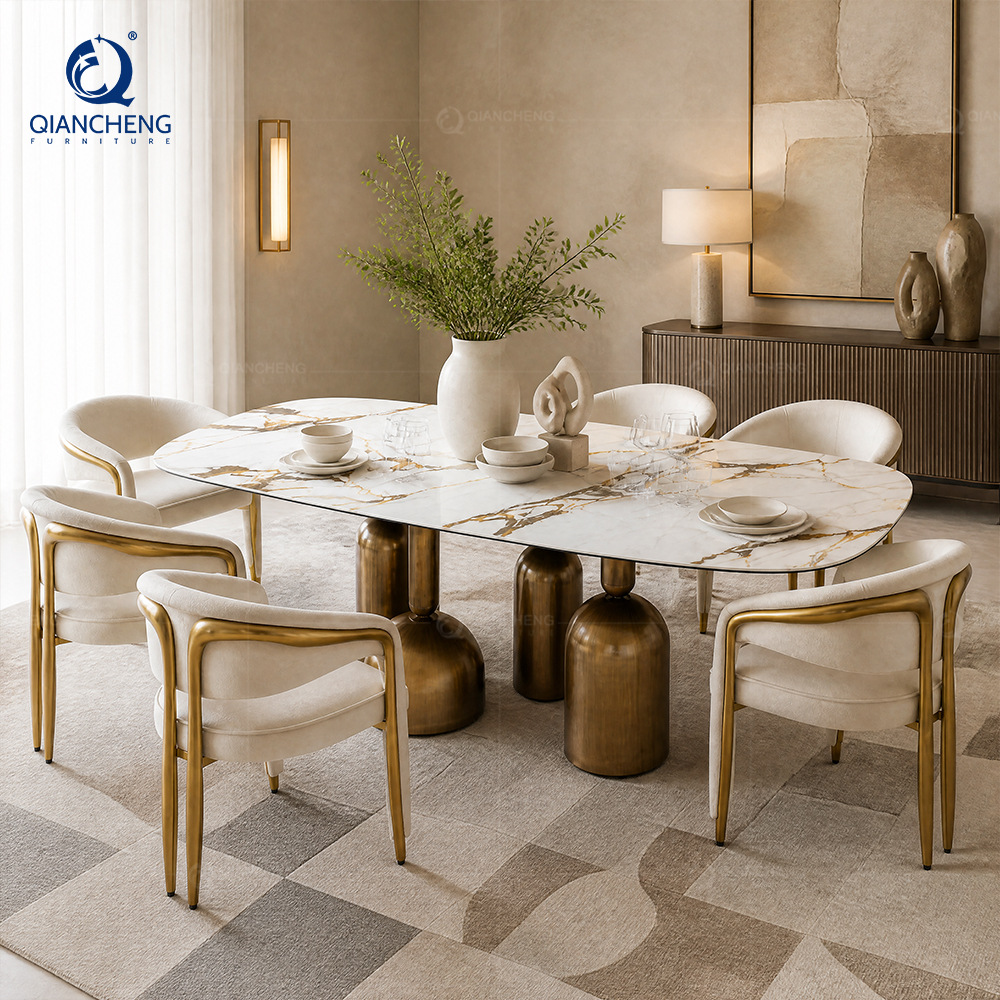 Mesa de Comedor Rectangular 220 cm de Placa de Roca para Restaurante