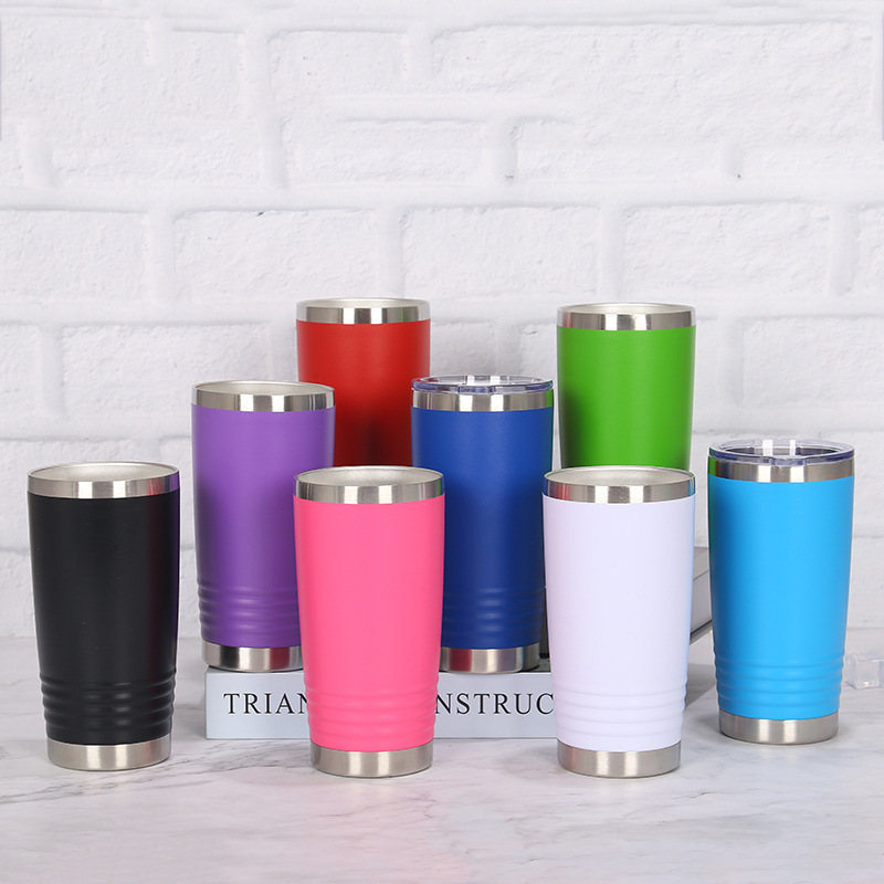 20oz双层真空冰霸杯批发不锈钢创意螺纹汽车杯新款便携保温啤酒杯