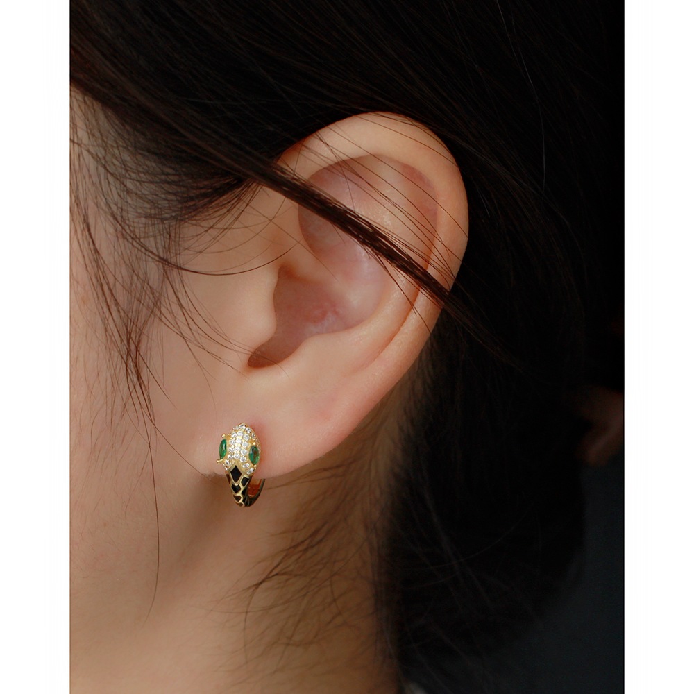 Electroplating Gold Plating Process 925 Sterling Silver Ear Needle Material 18K Real Gold Plated, Platinum Plated Plating Material Rhinestones Inlay Material 1 Pair 925 Sterling Silver Rhinestones Geometric Snake Earrings