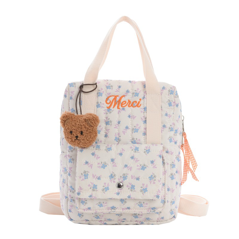 Mochila de flores frescas para niños y niñas, jardín de infantes, mochila para bebés, lindos osos, mochila para padres e hijos