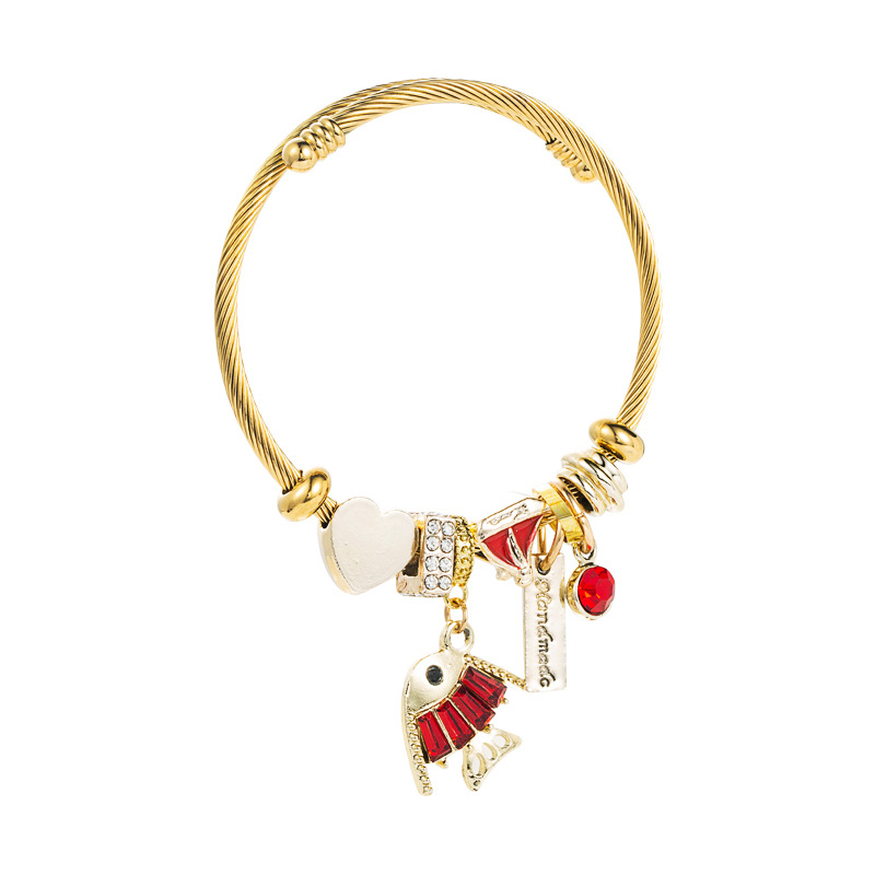 European and American Fashion Cool Cute Dora Multi-Element Pendant Alloy Bracelet Female DIY Creativ