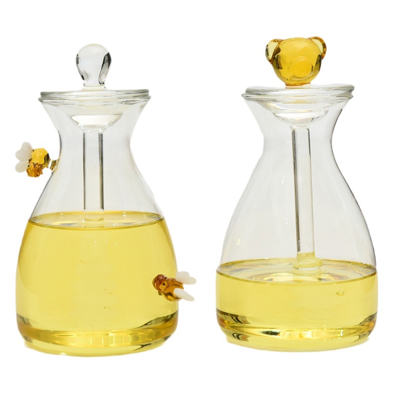 Tarro de miel de vidrio transparente para el hogar con tapa botella de miel de agitación de vidrio creativo de gran capacidad tarro de miel de abeja