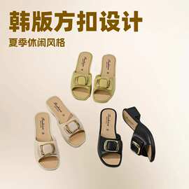 新款拖鞋女百搭时尚夏季外穿凉鞋防滑一字拖耐磨厚底凉拖厂家直销
