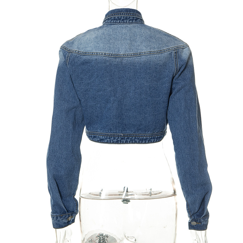 Fashion Solid Color Denim Pullovers Coat Denim Jacket