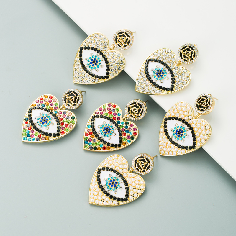 Devil's Eyes Alloy Diamond-studded Earrings display picture 2