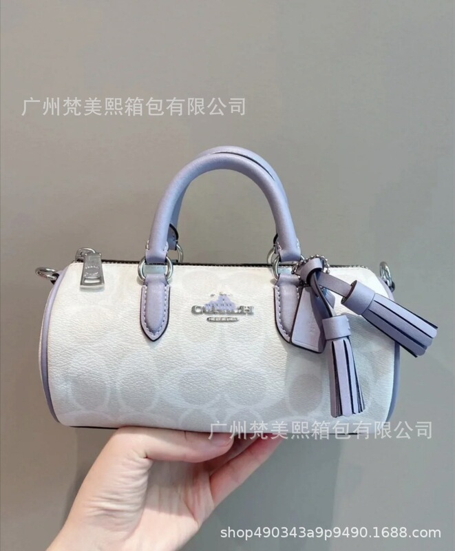高品质蔻家涂层老花Lacey 20笔筒包欧美复古单肩斜挎包手提圆筒包|undefined
