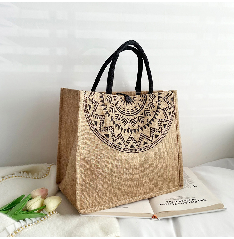 Foreign trade women's bag, cross-border linen handbag bag, 2021 Korean version composite jute cloth bag, fashionable single-shoulder shopping bag undefined
