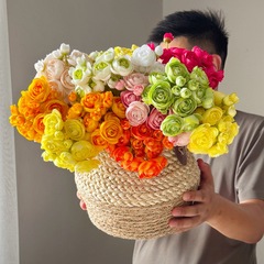 跨境爆款1束6枝把束露莲仿真花洋牡丹小玫瑰花艺源头工厂批发软装