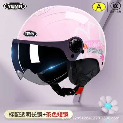 Standard 3C Certified Men's Electric – Motosiklet kaskı (dəbilqə) - four-seasons-cherry-pink-flowers-transparent-long-mirror-dark-blue-short-mirror