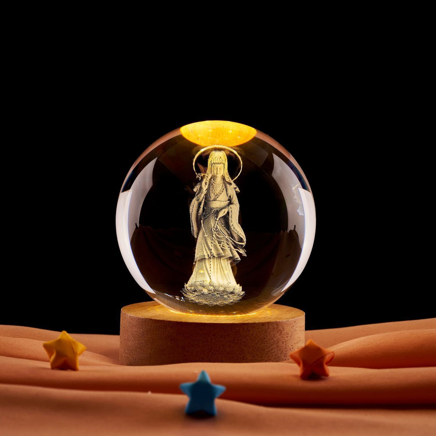 Lámpara de noche de bolas de cristal de loto Zen creativo chino decoración de escritorio decoración del gabinete de entrada decoración del dormitorio regalo