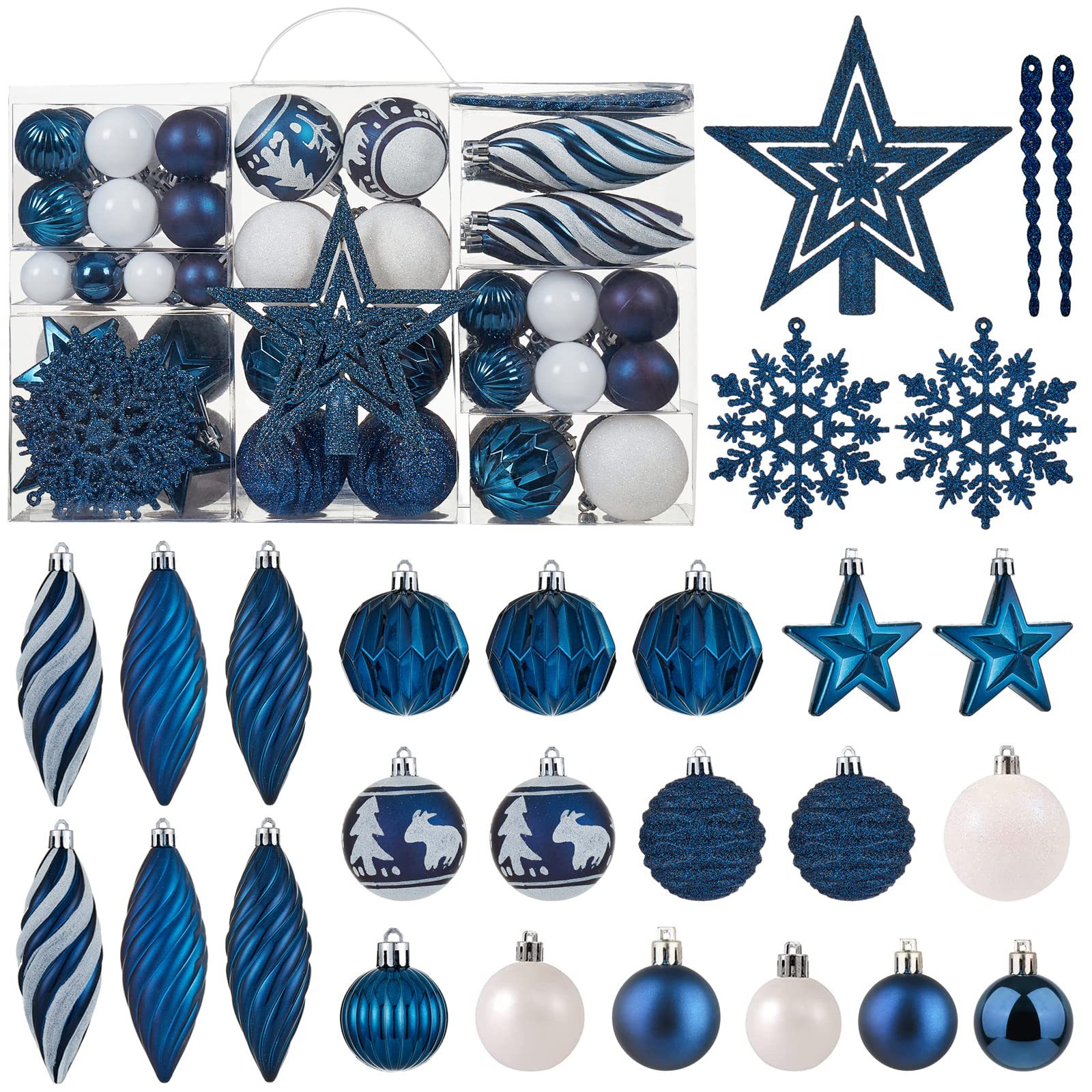 Árbol de Navidad decorado estrella de nieve de hielo 100 paquetes pintados bolos de Navidad colgante caja de mano