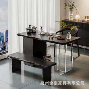 Acrylic Wabi-Sabi Style Solid Wood Tea Table and Chair Set for Home Balcony Small Apartment Tea Table Leisure Custom Furniture
