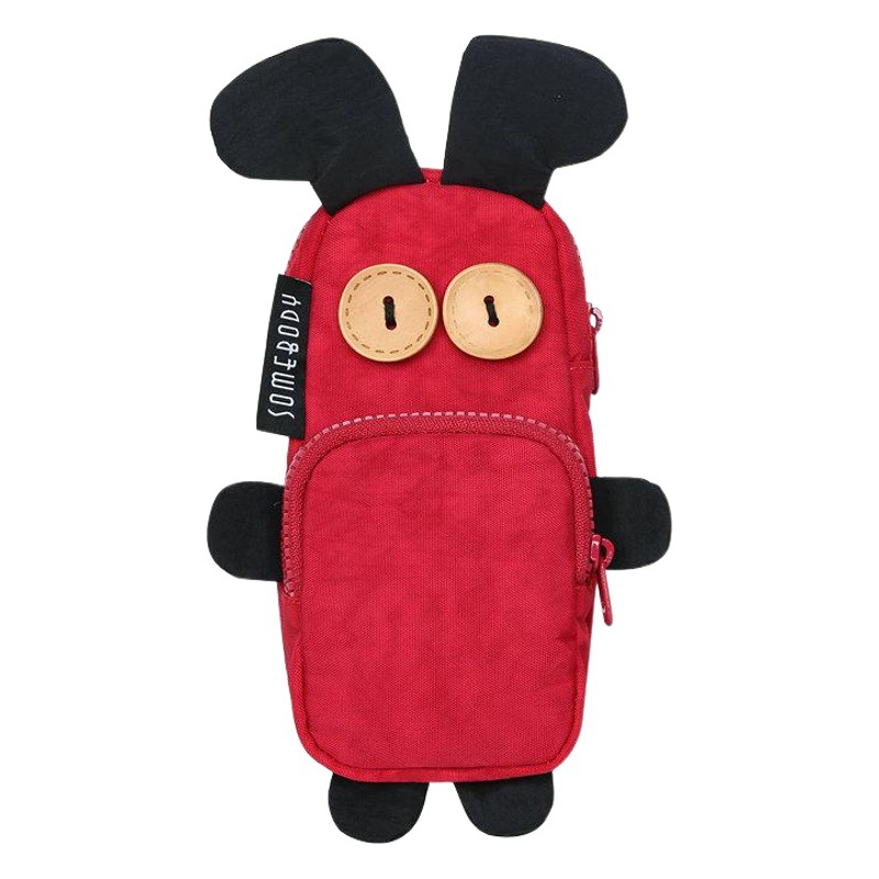 Tres-color parche lápiz caso estilo coreano creativo divertido conejo chica lápiz bolsa de gran capacidad lindo estudiante papelería caja