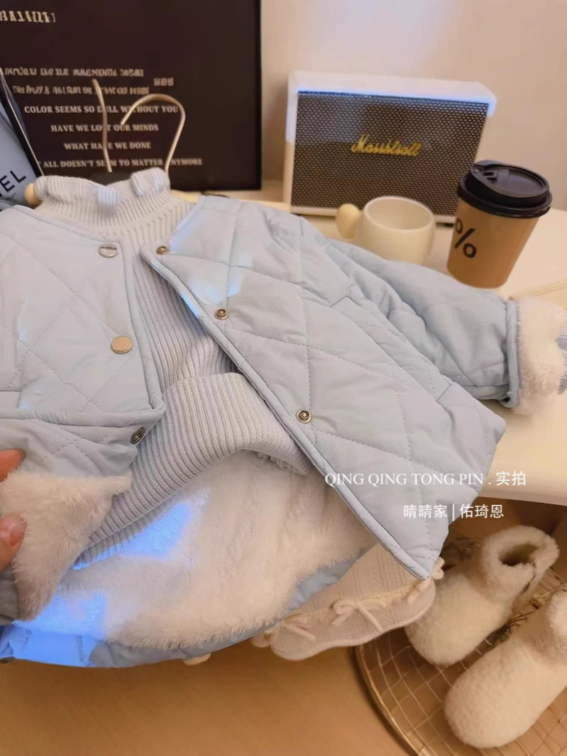 Chaqueta de algodón de invierno de niñas para niños 2025 ropa de invierno para bebés coreanos con camisa de algodón gruesa y cálida