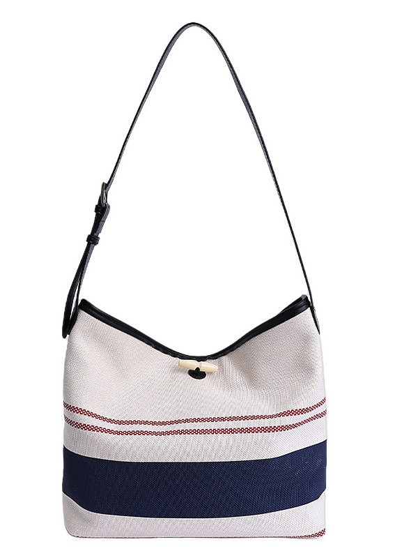 Bolso mujer 2025 nuevo bolso de cubo a rayas simple moda bolso de hombro casual de alta gama bolso de mensajero casual