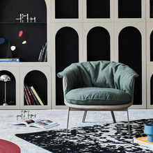 意式极简轻奢沙发椅创意扶手椅洽谈小沙发北欧现代沙发椅网红单椅