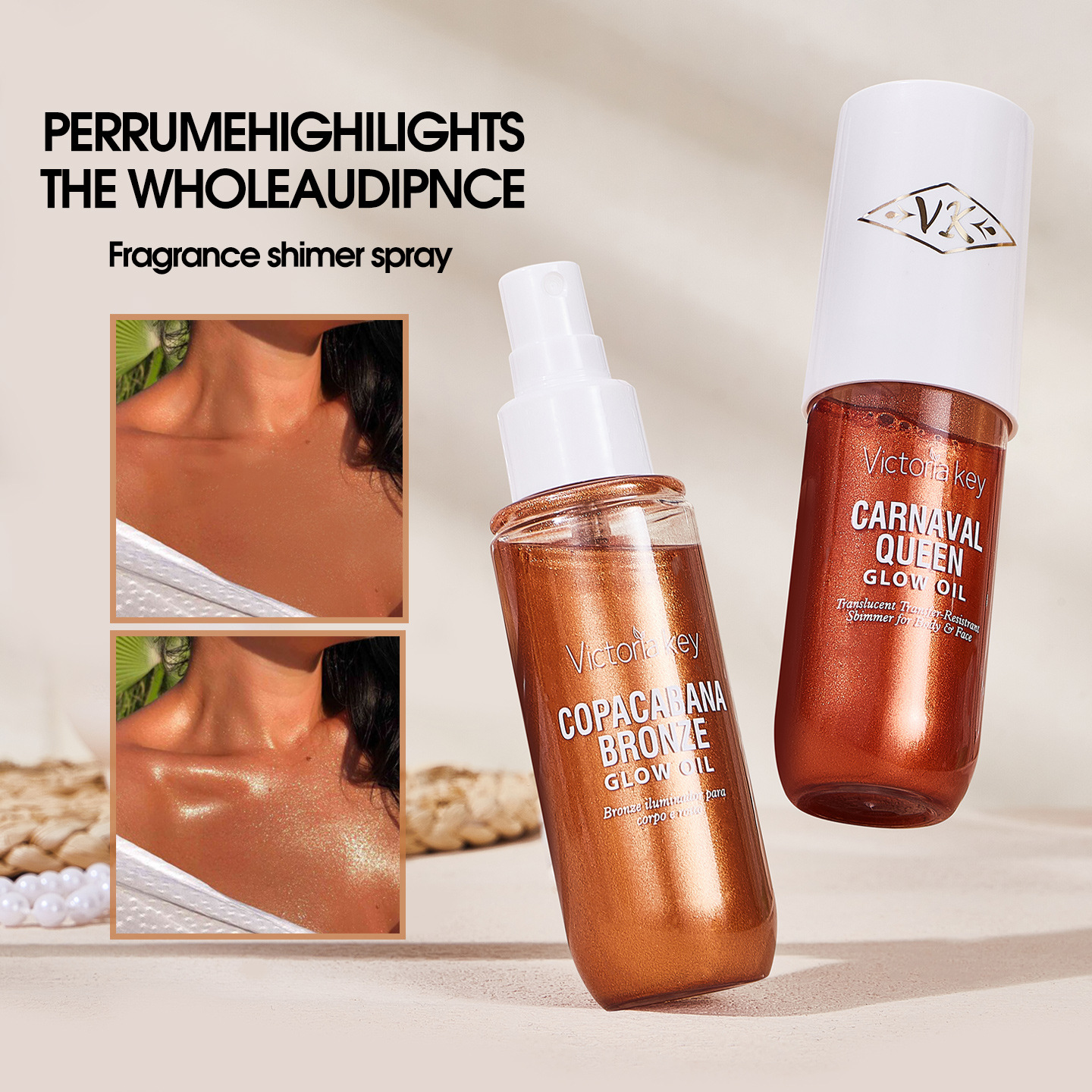 【Foreign Trade】Glitter Spray Body Glow Oil Liquid Highlighter Oil Full Body Brightening Glitter Liquid